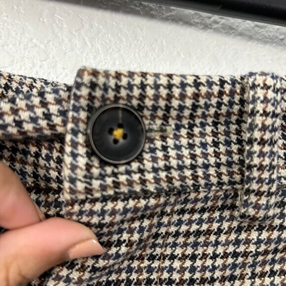 Sea New York Houndstooth Wide Leg Cuffed Cropped Trouser Pants Wool Blend - Picture 3 of 14